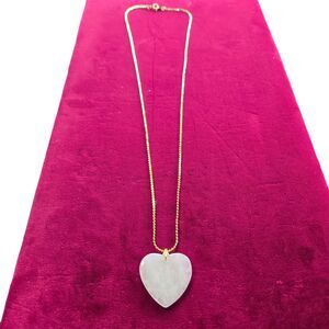 Vtg Rose Quartz Heart Shaped Pendant Necklace Natural Semi-precious Gemstone 23"